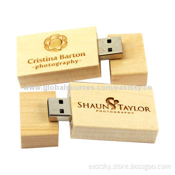Customized Wood Gift USB Flash Drive, with Laser or Printed Logo, Over 10-year Data Retention